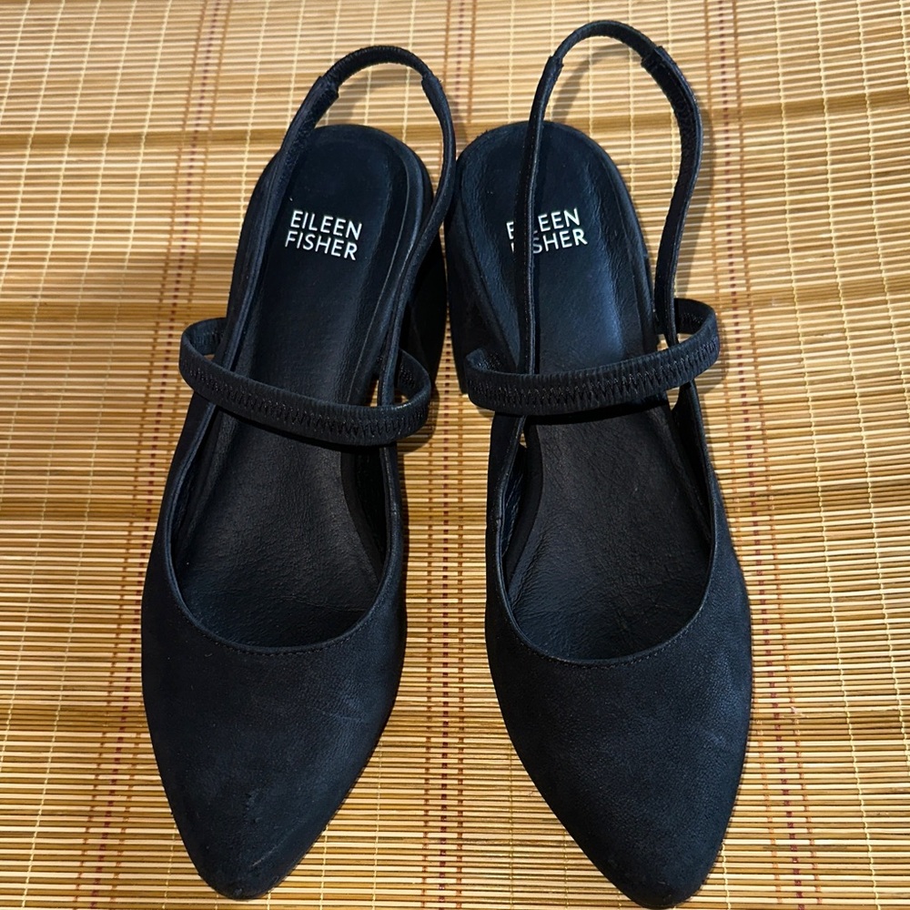 Eileen Fisher Zeny Black Women's Heel Suede Shoes